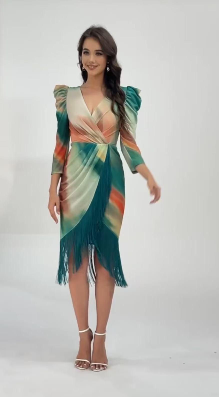 Atlanta - Robe à franche et manche longue