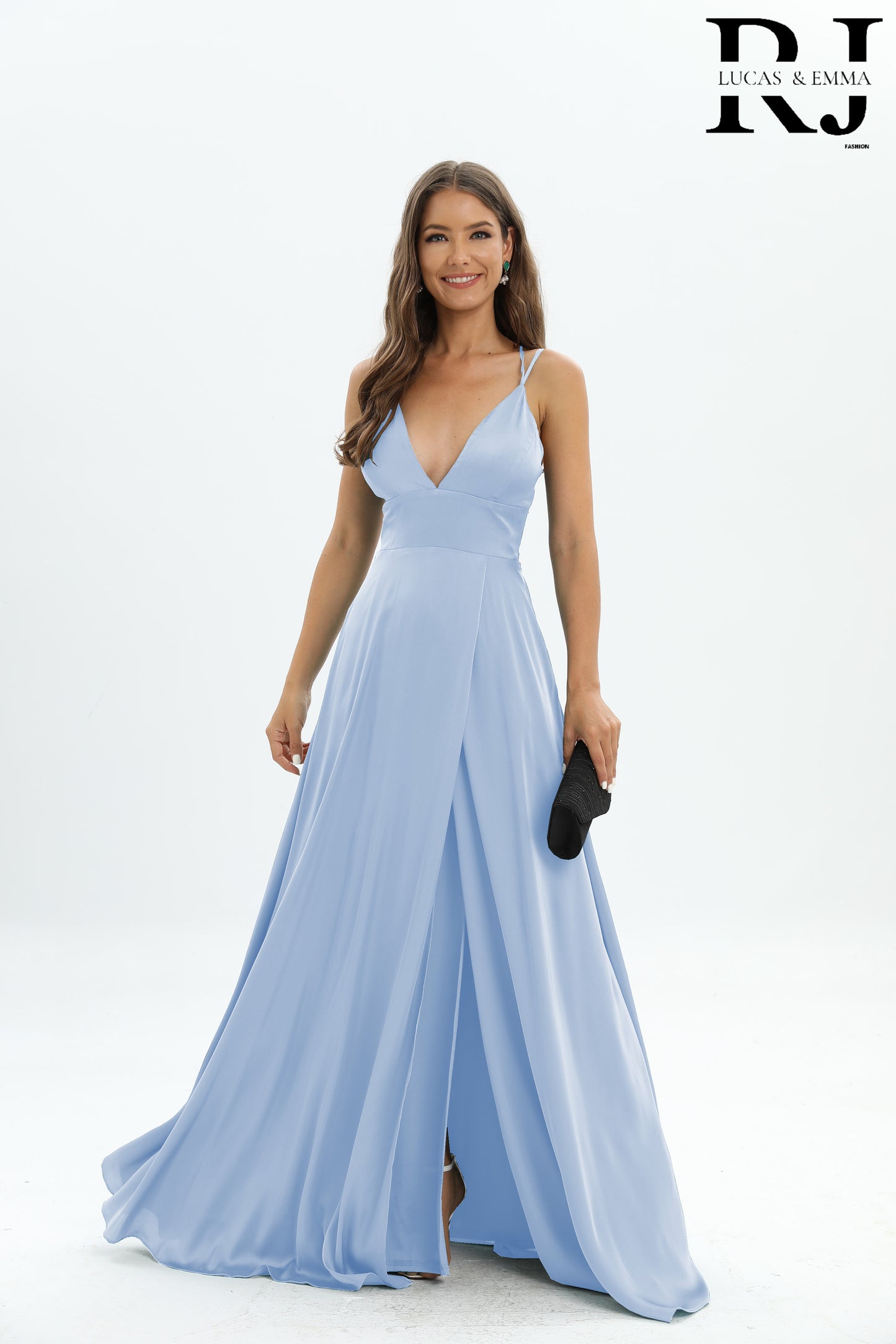 Ottawa - Robe en satin avec laçage au dos et marquée à la taille, idéale pour les mariages