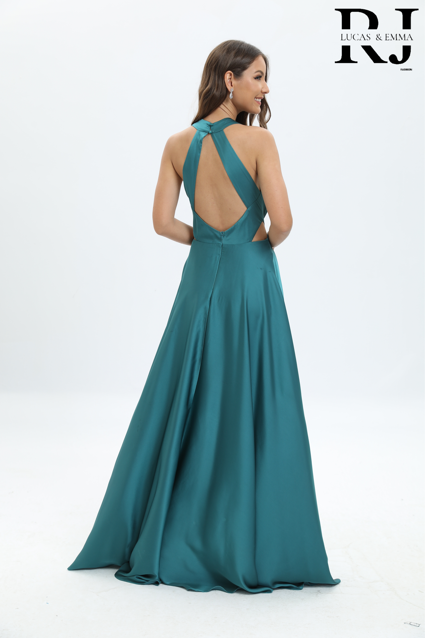 Moscow - Robe de cérémonie, de soirée, cocktail satin avec ouverture sur le coté