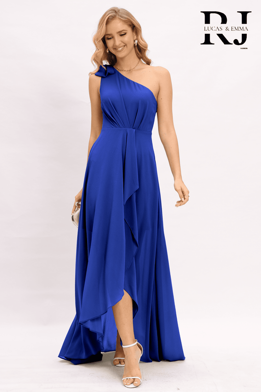 CasaBlanca - Robe satin de cérémonie asymétrique, taillée et évasée